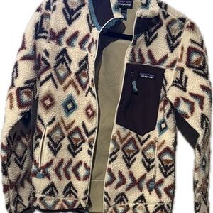 Patagonia Cream and Brown Fleece Jacket